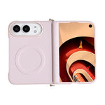 Side Clamp Dual Magnetic Axis Solid Color Leather Texture Phone Case, For iPhone Duo