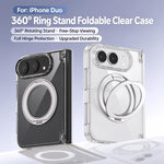 Spring Hinge Magnetic Holder Clear PC Phone Case, For iPhone Duo