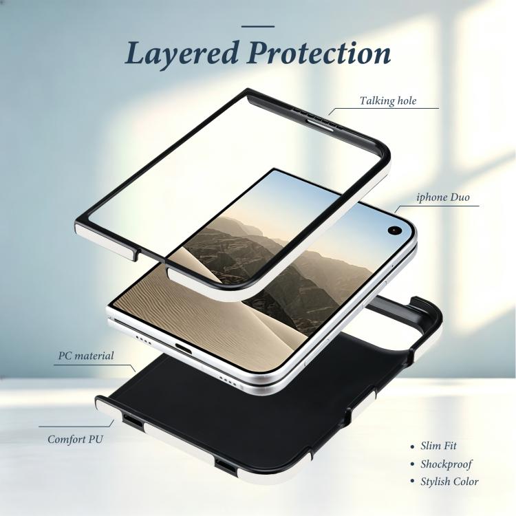 Rhombic Fold Leather Phone Case, For iPhone Duo