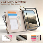 Crossbody Ring Multifunctional Wallet Fold Leather Phone Case, For iPhone Duo