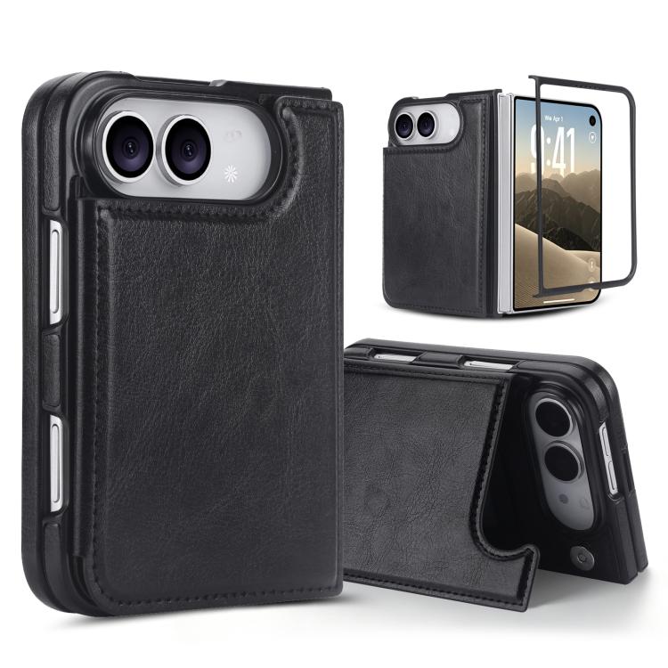 Full Coverage Fold Double Buckle PU Phone Case, For iPhone Duo