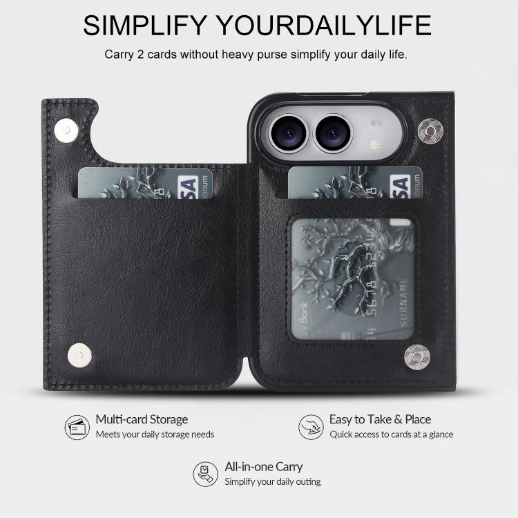 Full Coverage Fold Double Buckle PU Phone Case, For iPhone Duo