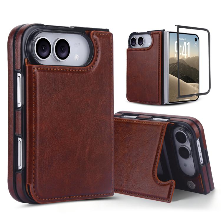 Full Coverage Fold Double Buckle PU Phone Case, For iPhone Duo