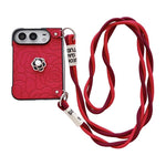 Impression Camellia Pattern Protective Phone Case with Long Lanyard, For iPhone Duo