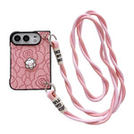 Impression Camellia Pattern Protective Phone Case with Long Lanyard, For iPhone Duo