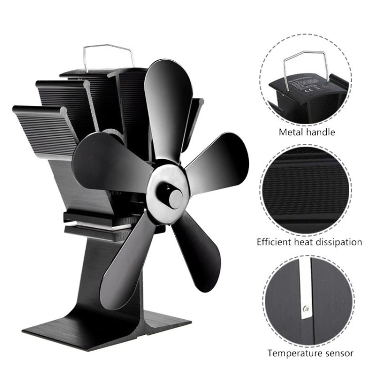 YL602 5-Blatt Hochtemperatur-Metall-Wärmebetriebener Kaminofenventilator, YL602 (Schwarz), YL602 (Bronze), YL602 (Grau), YL602 (Gold), YL602 (Rosenrot), YL602 (Silber)