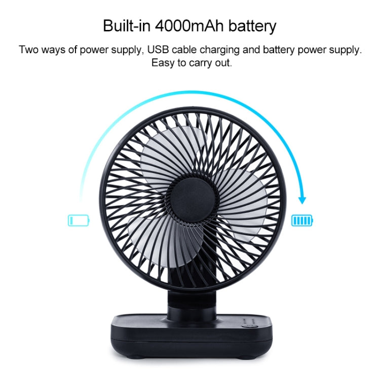D606 4W USB Wiederaufladbarer Tragbarer Vier-Stufen Einstellbarer Tischventilator, USB