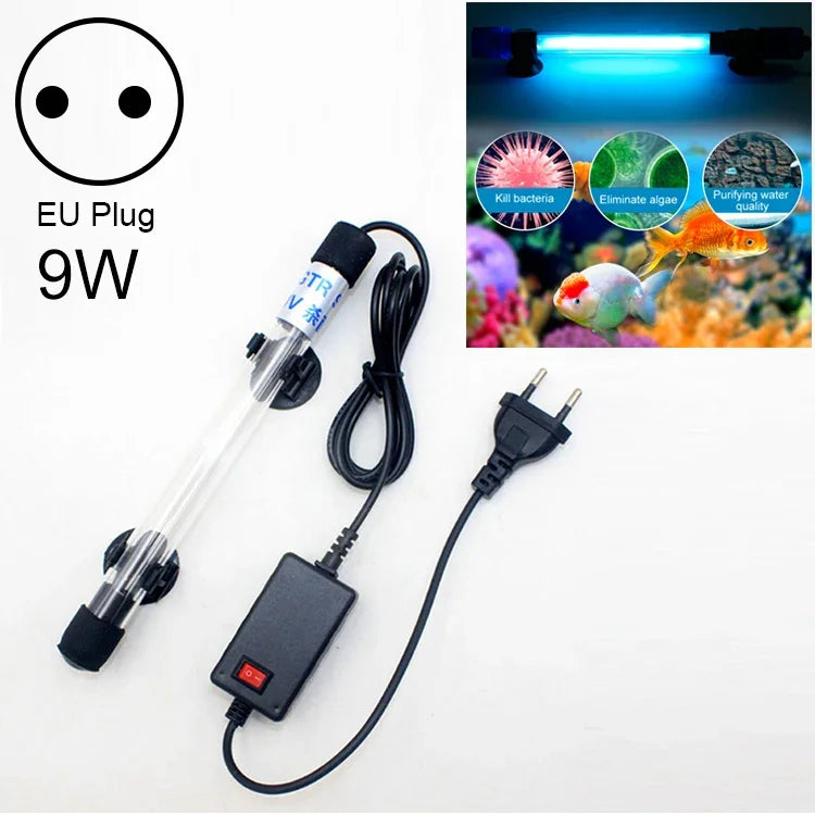 220V 9W UV-Ultraviolett-Algenentkeimungs-Aquariumlampe, EU-Stecker, 9W EU-Stecker