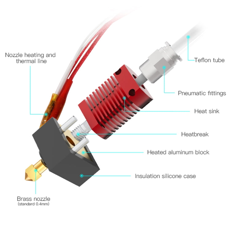 Creality 24V 40W Extruder-Düse Hot-End-Kit mit Temperatur-Thermistor & Heizelement für Ender-3 3D-Drucker
