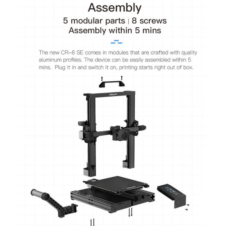 CREALITY CR-6 SE 350W Intelligenter nivellierungsfreier DIY 3D-Drucker, Druckgröße: 23,5 x 23,5 x 25cm, EU Stecker, CR-6 SE