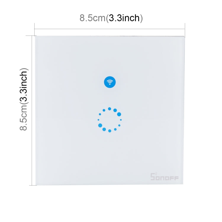 Sonoff Touch 86mm 1-fach gehärtetes Glas-Panel Wandschalter Smart Home Licht-Touch-Schalter, kompatibel mit Alexa und Google Home, AC 90V-250V 400W 2A, 86mm