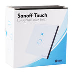 Sonoff Touch 86mm 1-fach gehärtetes Glas-Panel Wandschalter Smart Home Licht-Touch-Schalter, kompatibel mit Alexa und Google Home, AC 90V-250V 400W 2A, 86mm