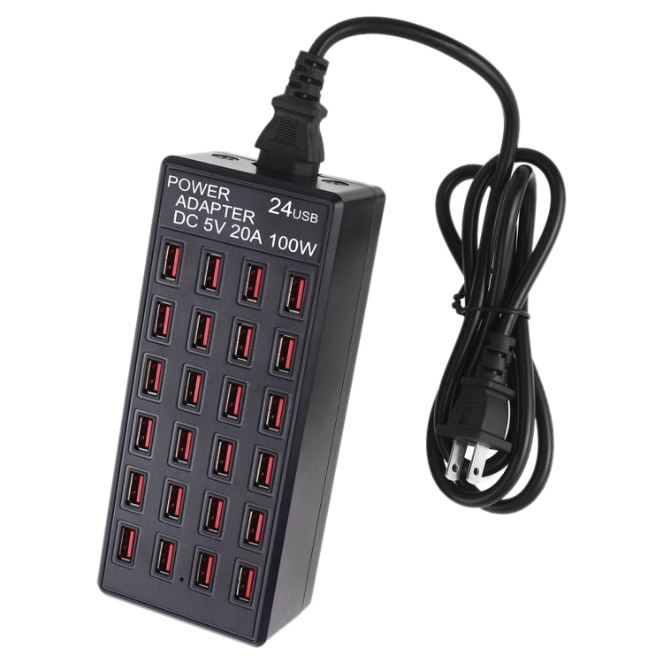 100W 24 USB-Anschlüsse Schnellladestation Intelligentes Ladegerät mit LED-Anzeige AC 100-240V, US-Stecker, 100W 24 USB-Anschlüsse US-Stecker