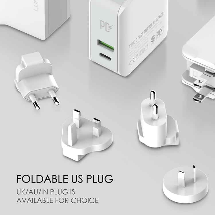 LDNIO A4403C 30W PD + Auto-ID faltbares Schnellreise-Ladegerät mit 1m 8-Pin-Kabel, AU-Stecker, mit 8-Pin-Kabel, 30W mit 8-Pin-Kabel