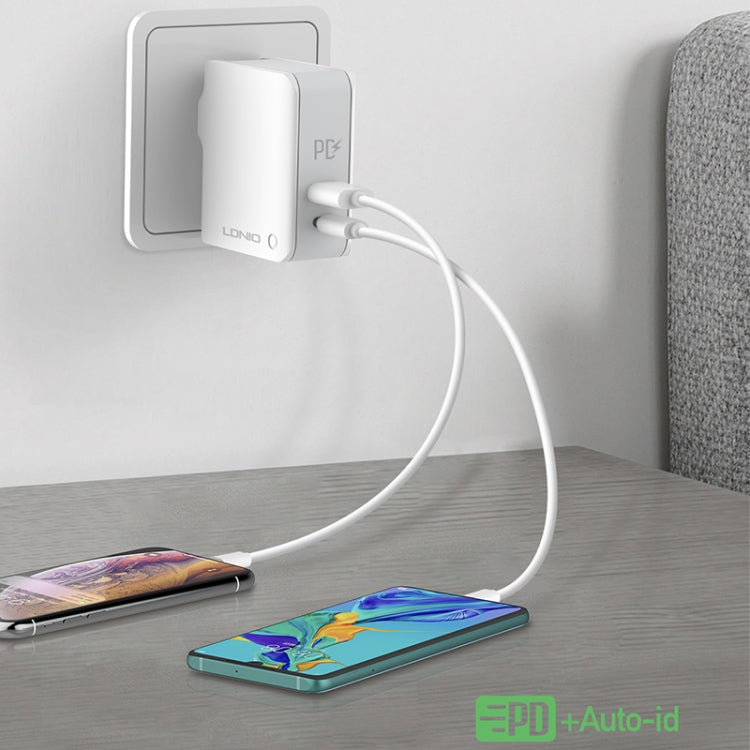 LDNIO A4403C 30W PD + Auto-ID faltbares Schnellreise-Ladegerät mit 1m 8-Pin-Kabel, AU-Stecker, mit 8-Pin-Kabel, 30W mit 8-Pin-Kabel