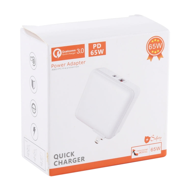 PD65W-A6 PD 65W Faltbarer 90-Grad-Stecker Tragbares Multifunktions-USB-Schnellladegerät, US-Stecker