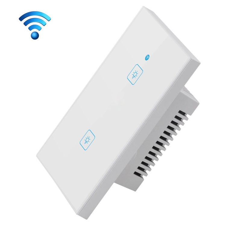 WS-US-02 EWeLink APP & Touch-Steuerung 2A 2-fach Gehärtetes Glas Panel Intelligenter Wandschalter, AC 90V-250V, US-Stecker, 2-fach