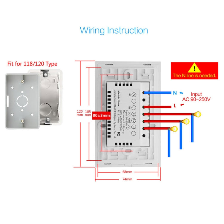 WS-US-02 EWeLink APP & Touch-Steuerung 2A 2-fach Gehärtetes Glas Panel Intelligenter Wandschalter, AC 90V-250V, US-Stecker, 2-fach