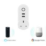 SA-002 2 USB-Anschlüsse + 1 EU-Steckdose WiFi Smart Steckdose, Kompatibel mit Alexa und Google Home, AC 110V-230V, EU-Stecker, UK-Stecker, US-Stecker