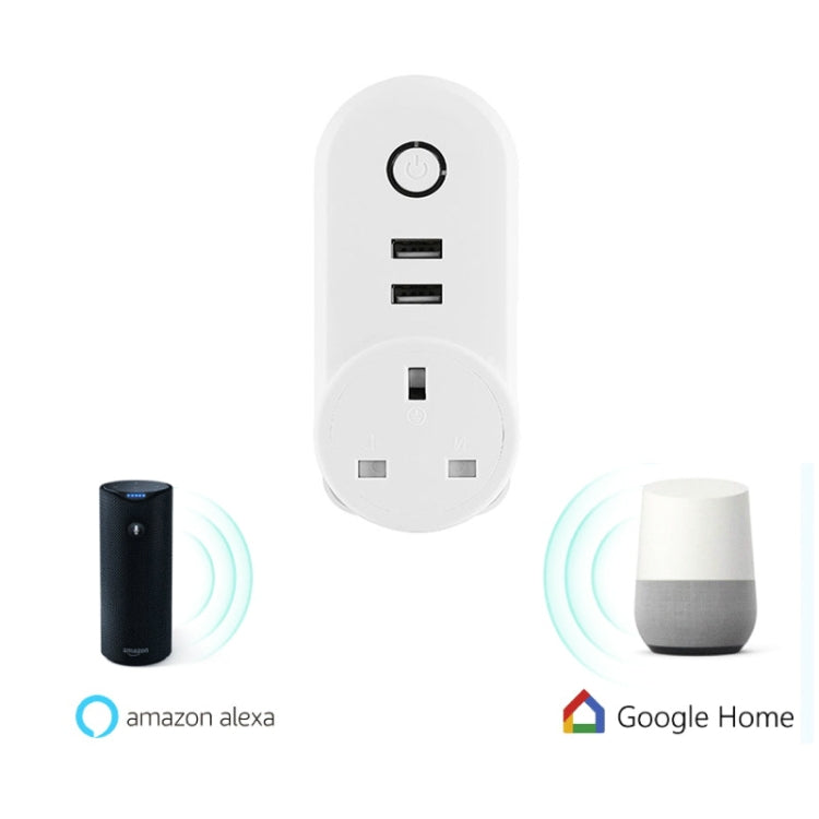 SA-002 2 USB-Anschlüsse + 1 EU-Steckdose WiFi Smart Steckdose, Kompatibel mit Alexa und Google Home, AC 110V-230V, EU-Stecker, UK-Stecker, US-Stecker