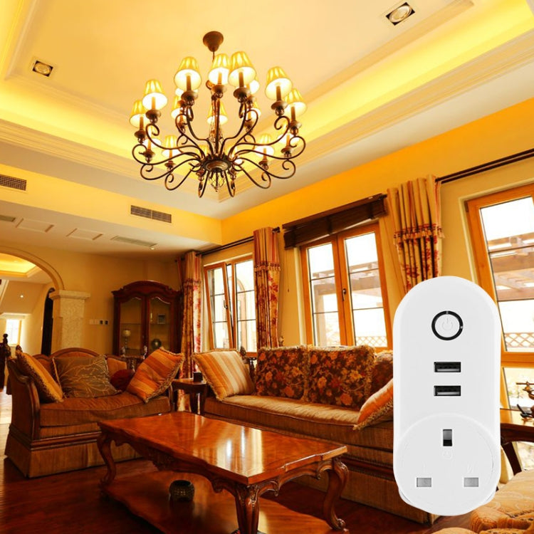 SA-002 2 USB-Anschlüsse + 1 EU-Steckdose WiFi Smart Steckdose, Kompatibel mit Alexa und Google Home, AC 110V-230V, EU-Stecker, UK-Stecker, US-Stecker