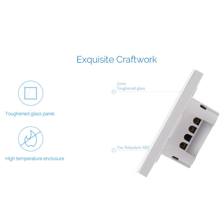 WS-EU-03 EWeLink APP & Touch-Steuerung 2A 3-fach gehärtetes Glas-Panel Smart Wand-Schalter, AC 90V-250V, EU-Stecker, 3-fach
