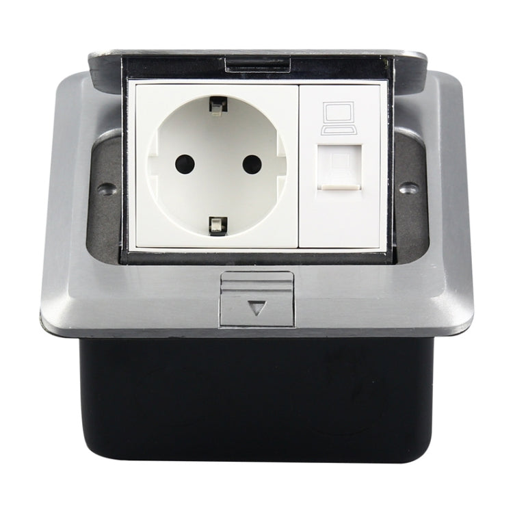 Versteckte Pop-up Aluminiumlegierung Computer Bodendose mit Unterputzdose, EU-Stecker