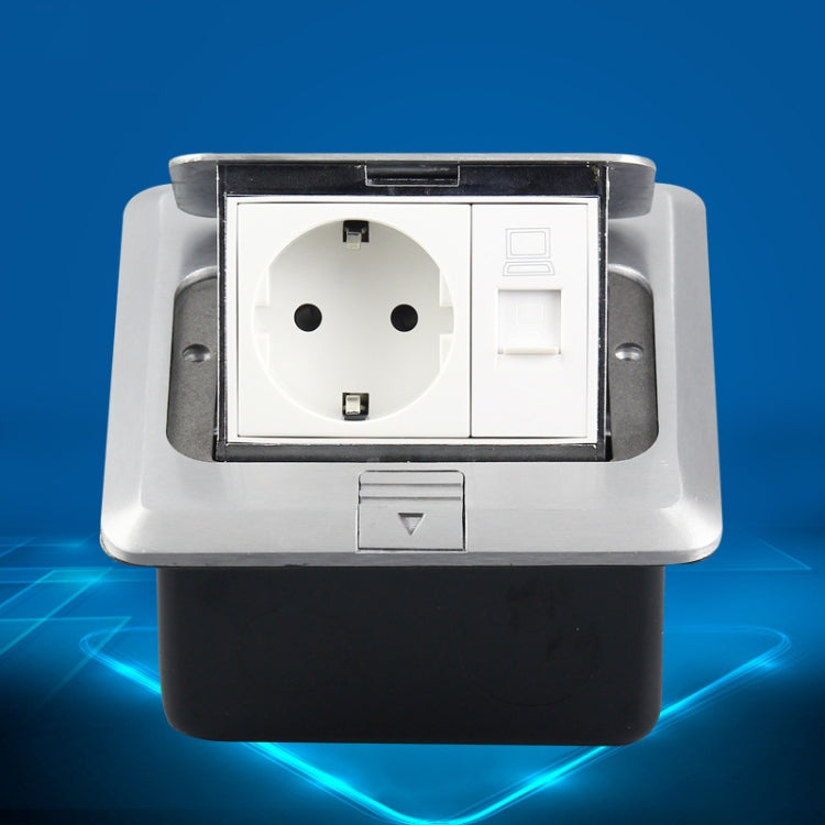 Versteckte Pop-up Aluminiumlegierung Computer Bodendose mit Unterputzdose, EU-Stecker