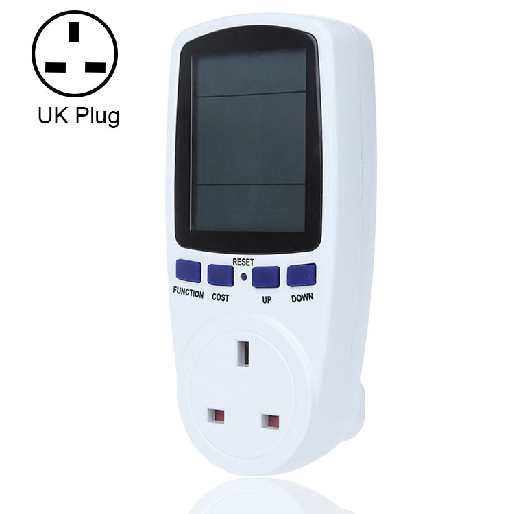 AC 230-250V 50Hz Max 13A LCD-Anzeige Energiemessgerät Watt Volt Spannung Leistungsanalysator Automatischer Stromverbrauchsmonitor Analysator Leistung, UK-Stecker, AC 230-250V UK-Stecker