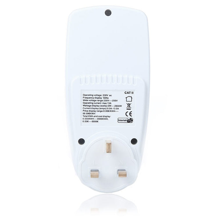 AC 230-250V 50Hz Max 13A LCD-Anzeige Energiemessgerät Watt Volt Spannung Leistungsanalysator Automatischer Stromverbrauchsmonitor Analysator Leistung, UK-Stecker, AC 230-250V UK-Stecker