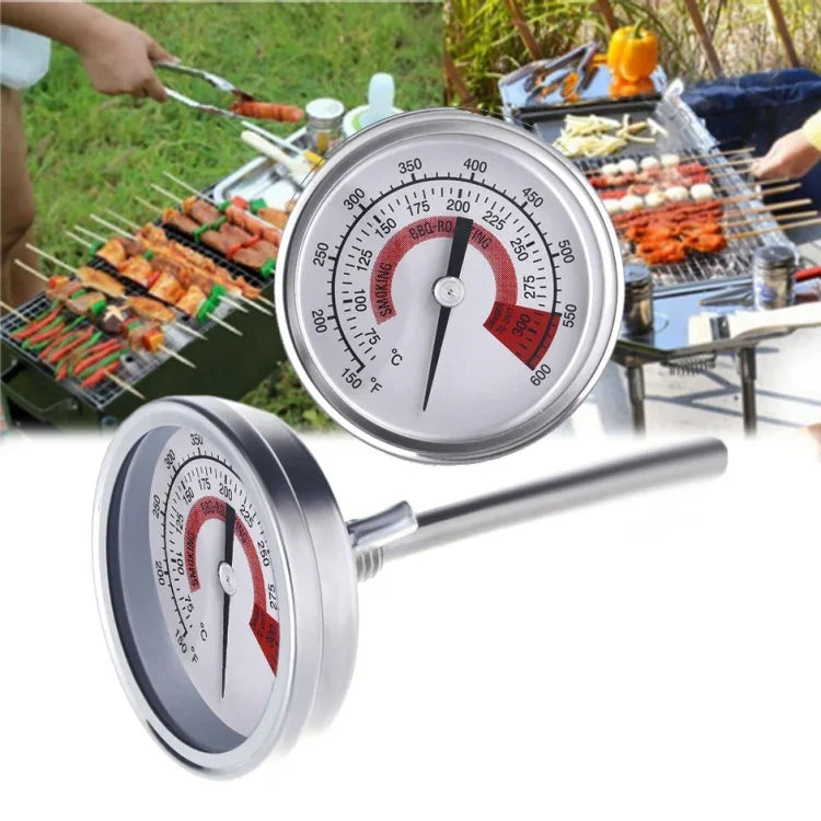 Edelstahl-Ofenthermometer, BBQ-Räuchergrill, Bimetall-Thermometer, Temperaturanzeige, Kochwerkzeuge mit dualer Anzeige und beschlagfreiem Glas, WSS-411