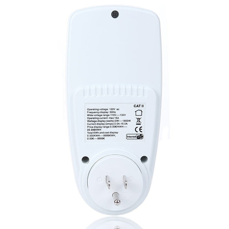 AC 120V 60Hz Max 15A LCD-Anzeige Strommessgerät Energie Watt Ampere Volt Stromverbrauchsmonitor Analysator, US-Stecker, AC 120V US-Stecker