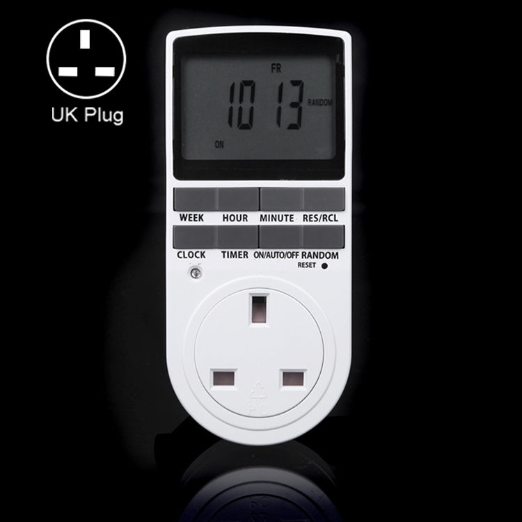 AC 230V Smart Home Steckdose mit LCD-Anzeige Uhr Sommerzeitfunktion 12/24 Stunden umschaltbare Zeitschaltuhr Steckdose, UK-Stecker, AC 230V UK-Stecker