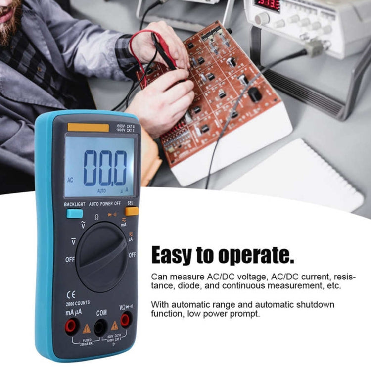 ZT98 CAT III 600V tragbares digitales Multimeter 2000 Zählungen Hintergrundbeleuchtung AC / DC Strom Spannungsprüfer mit LCD-Bildschirm & Halter, ZT98