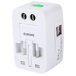 110-250V Multifunktionaler Reise-Universaladapter mit zwei USB-Anschlüssen, EU / UK / US / AU Stecker