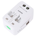 110-250V Multifunktionaler Reise-Universaladapter mit zwei USB-Anschlüssen, EU / UK / US / AU Stecker