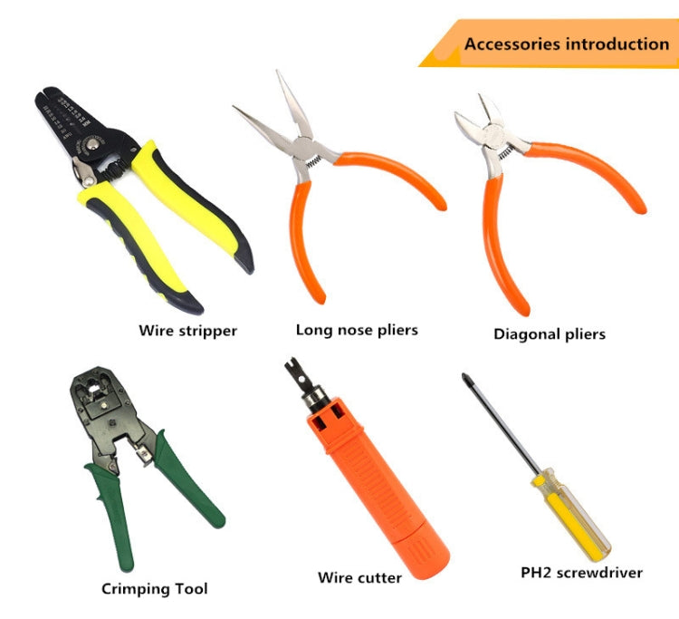 JAKEMY PS-P15 16-in-1 Professionelles LAN-Netzwerk-Kit Crimper Kabel Abisolierzange Cutter Schraubendreher Werkzeug, 16-in-1