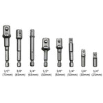 8 Stück/Set Stecknuss Bit Verlängerungsstange Sechskantschaft Adapter Bohrer Muttertreiber Bohrer Bit, 1/4(65/50/30/25mm), 3/8(65/50mm), 1/2(73/50mm), 8 Stück/Set Länge:65-73mm
