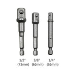 3 Stück/Set Stecknuss Bit Verlängerungsstange Sechskantschaft Adapter Bohrer Muttertreiber Bohrer Bit (1/4, 3/8, 1/2 Zoll), Länge:65-73mm, 3 Stück/Set Länge:65-73mm
