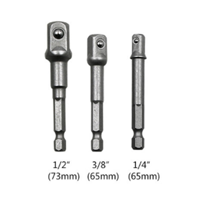 3 Stück/Set Stecknuss Bit Verlängerungsstange Sechskantschaft Adapter Bohrer Muttertreiber Bohrer Bit (1/4, 3/8, 1/2 Zoll), Länge:65-73mm, 3 Stück/Set Länge:65-73mm