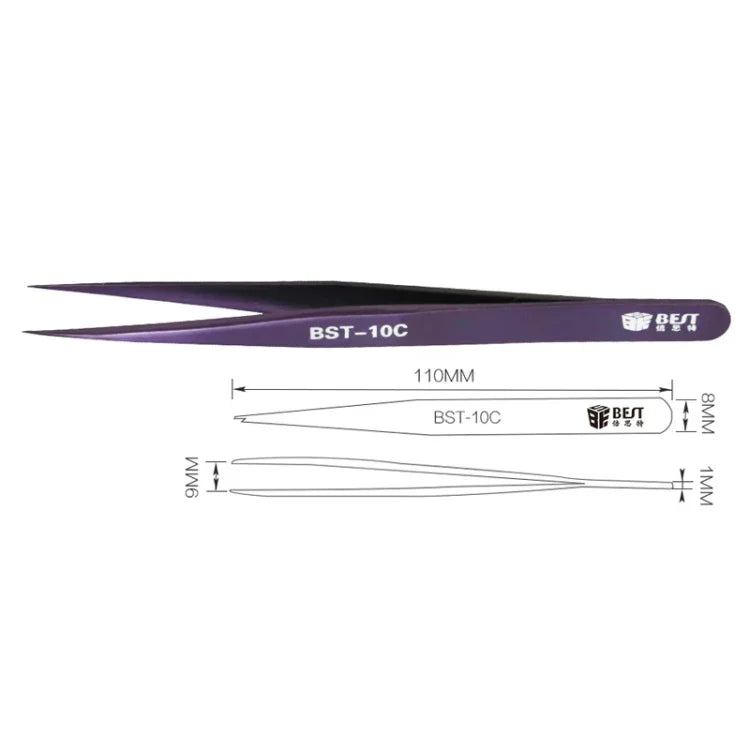 BEST BST-10C Extrafeine Farbpinzette für Augenbrauen, BST-10C