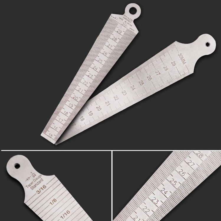 Keil-Fühlerlehre 15-30 mm, Edelstahl-Lineal, Inspektions-Konuslehre, metrisch-imperiales Messwerkzeug, 15-30 mm metrisch-imperial