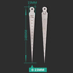 Keilfühlerlehre 1-15mm Dünnes Edelstahl Lineal Inspektions-Konuslehre Metrisches und Imperiales Messwerkzeug, 1-15mm Dünn Metrisch Imperial