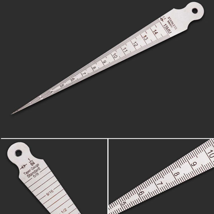 Keillehrenspion 1-15 mm dick, Edelstahl-Lineal, Inspektionskonuslehre, metrisches/imperiales Messwerkzeug, 1-15 mm dicke metrische/imperiale Messung