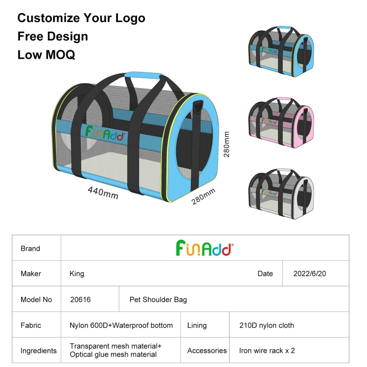 FUNADD Haustier-Reisetasche, faltbare Schultertasche, Tragetasche