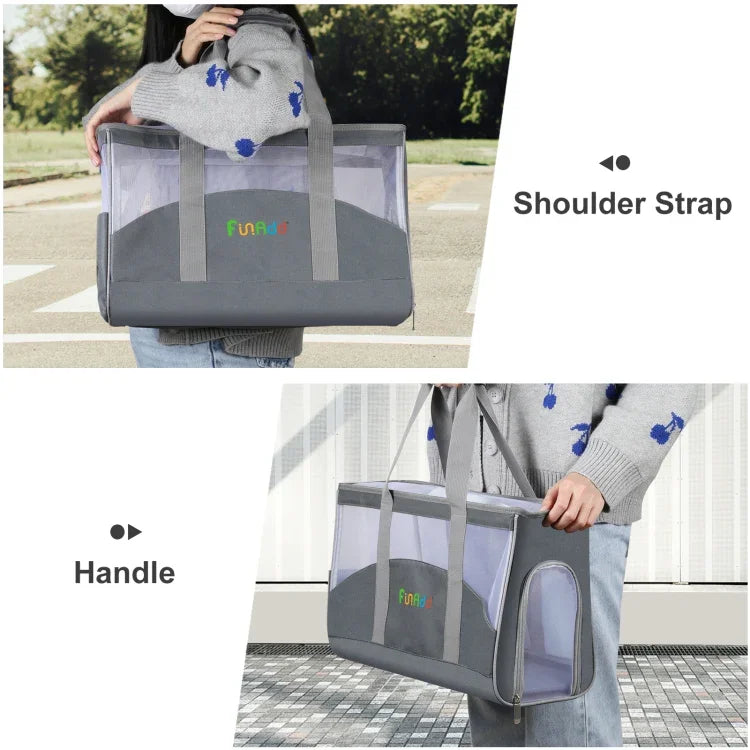 FUNADD Tragbare, atmungsaktive Haustiertasche, Outdoor-Schultertasche, atmungsaktive Haustiertasche