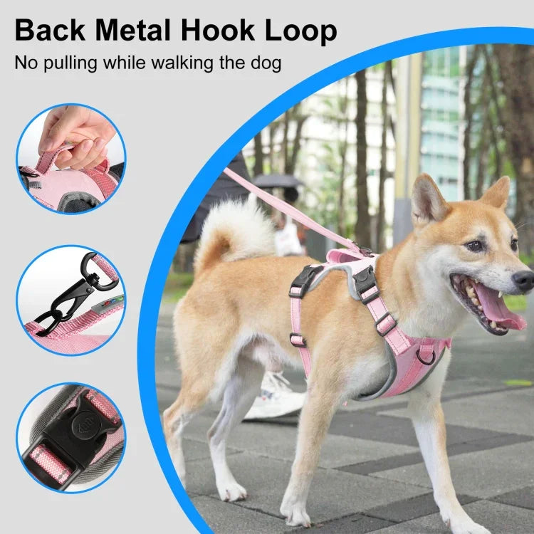 FunAdd Hundegeschirr mit Traktionsseil, reflektierendem, atmungsaktivem Nylon, Größe: M