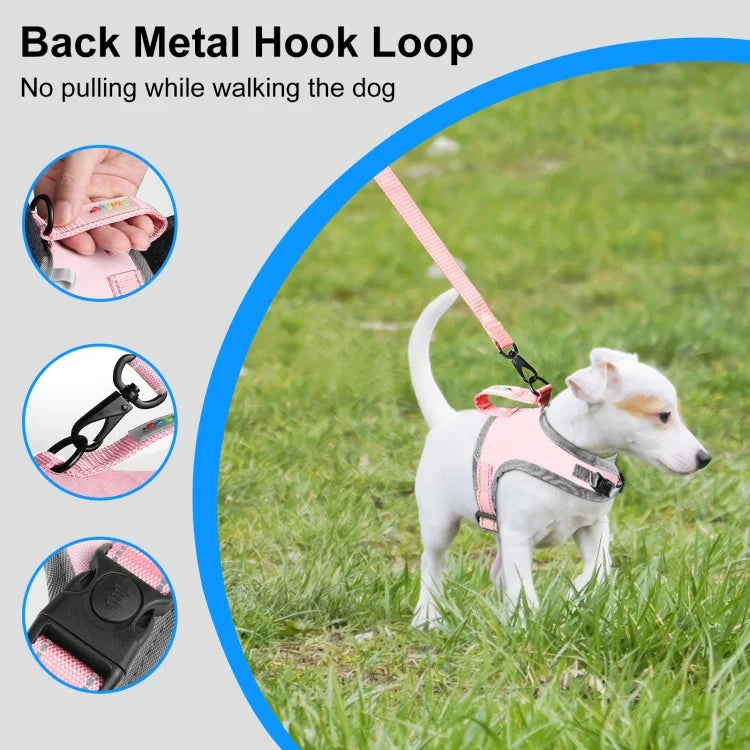 FunAdd Hundegeschirr mit Traktionsseil, reflektierendem, atmungsaktivem Nylon, Größe: S