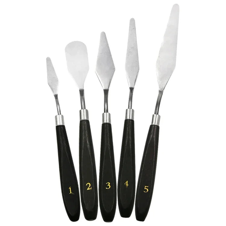 5-in-1 QST EXPRESS Künstlerbedarf Farbtonungs-Edelstahlschaber, 5-in-1 (Schwarz)