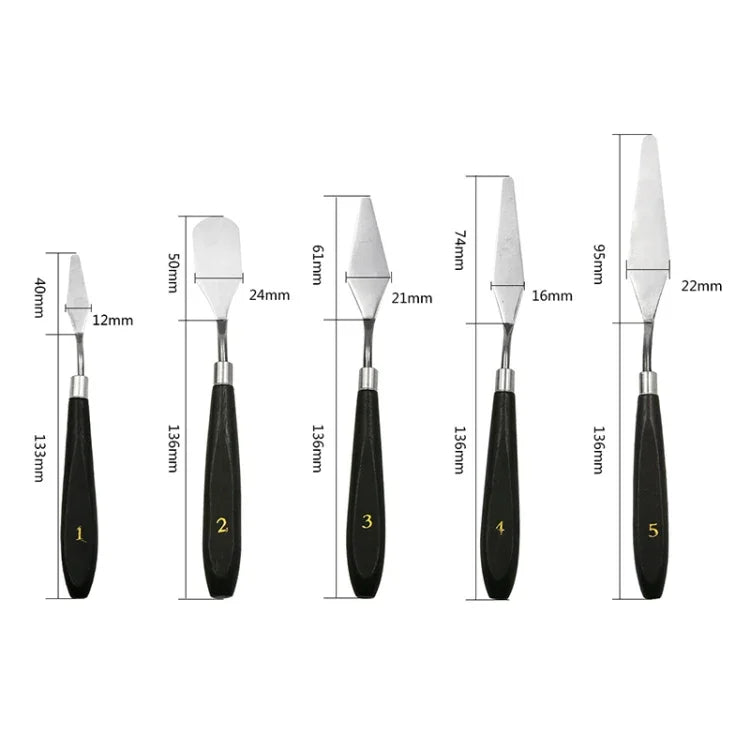 5-in-1 QST EXPRESS Künstlerbedarf Farbtonungs-Edelstahlschaber, 5-in-1 (Schwarz)